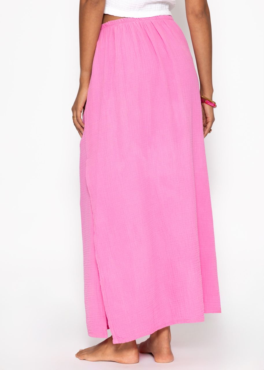 Maxi muslin skirt with slit - pink