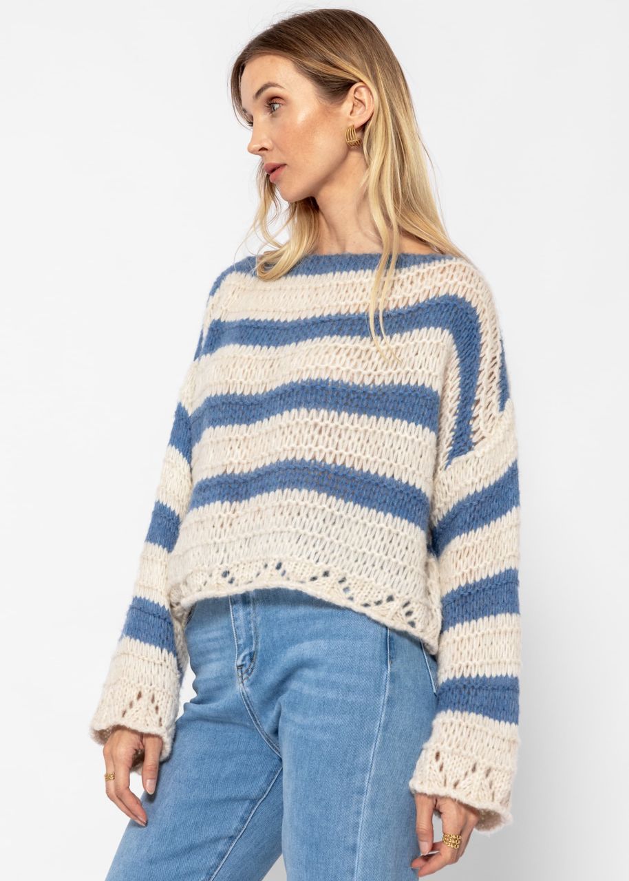 Sweater with stripes - jeans-beige