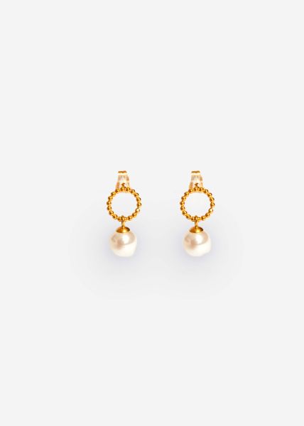 Stud earrings with pearl - gold