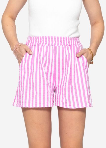 Striped muslin shorts - pink