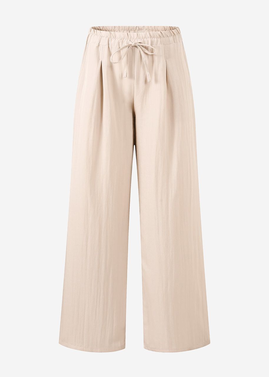 Shimmering casual viscose pants - beige