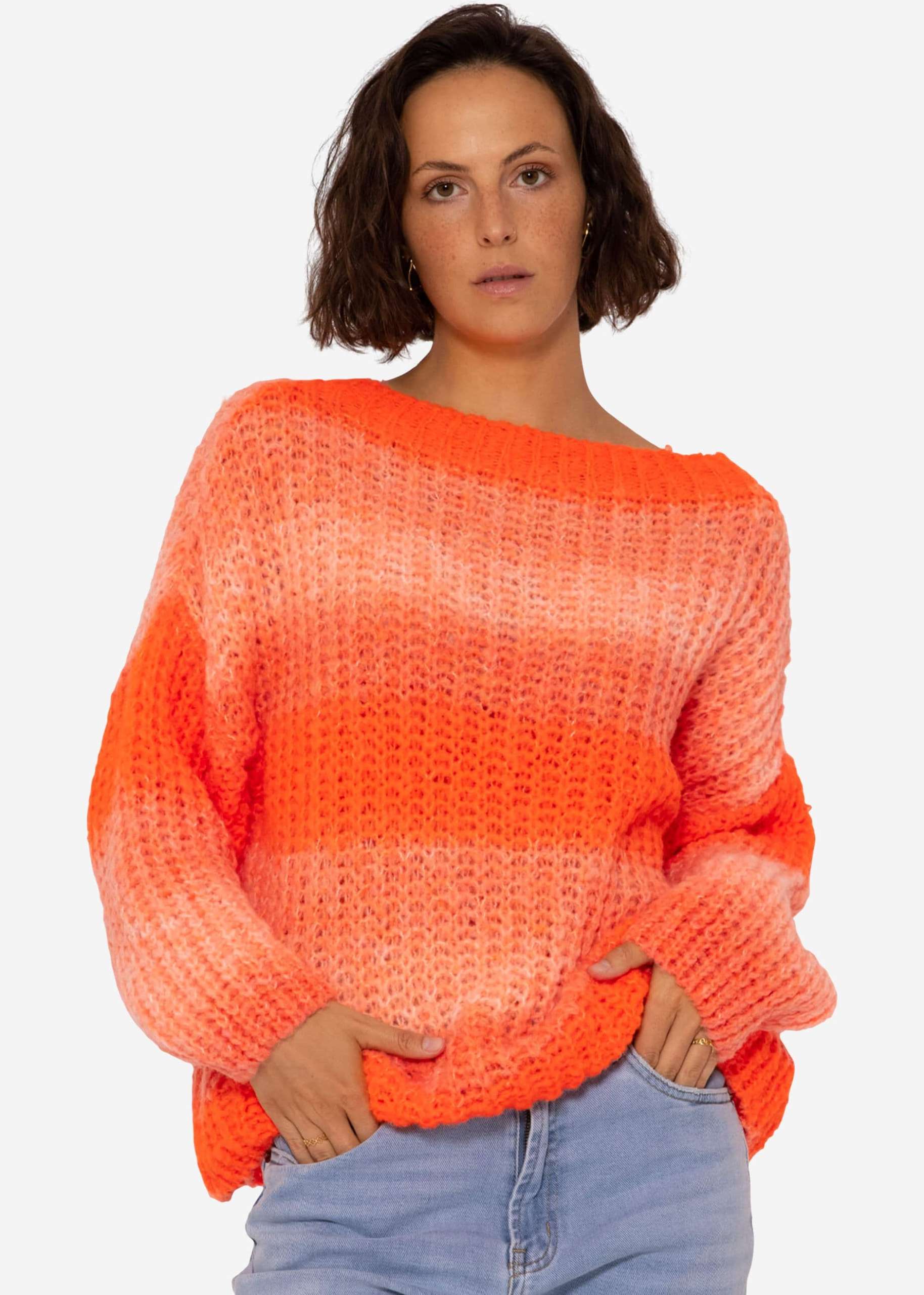 Knitted jumper with colour gradient, orange