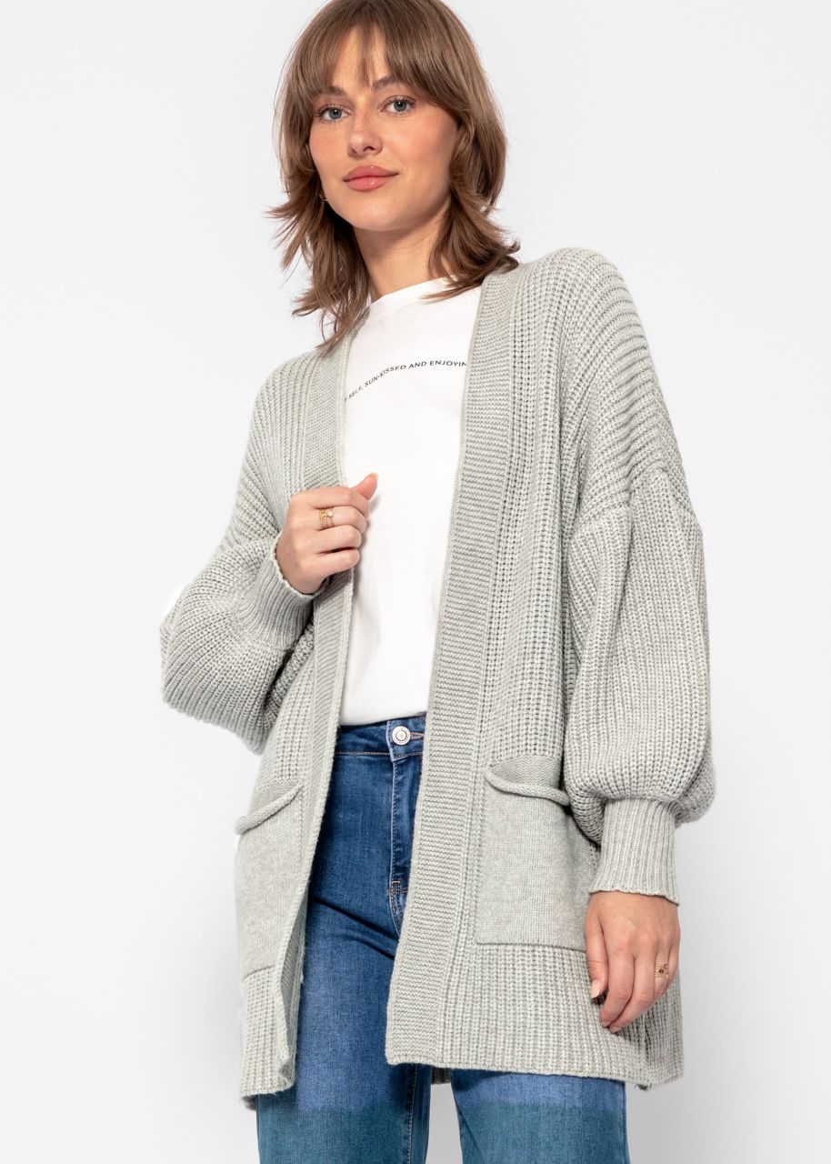 Soft knit cardigan with pockets - light grey