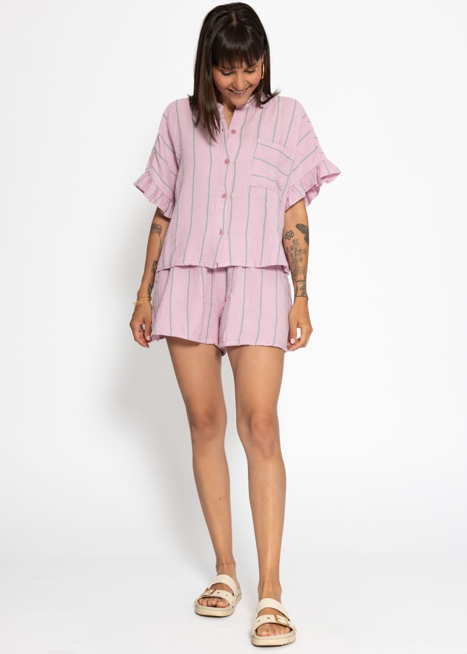 Striped muslin shorts - pink