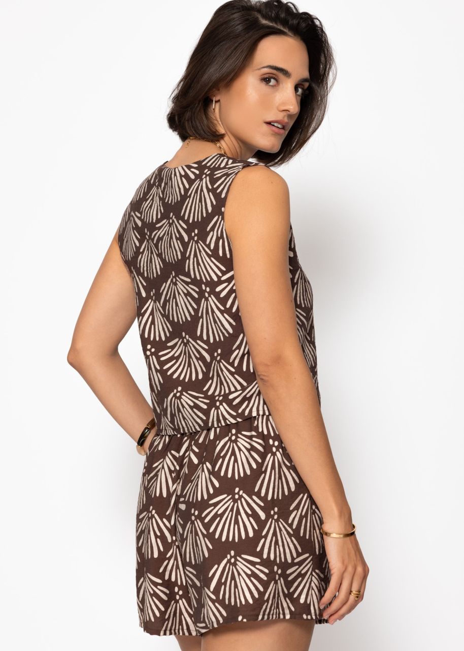 Top with shell print - brown