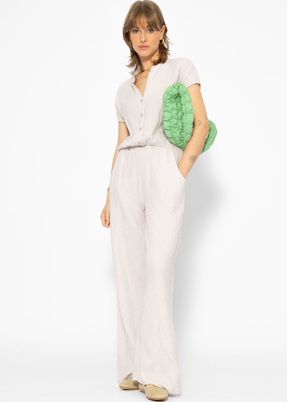 Casual muslin jumpsuit - light beige