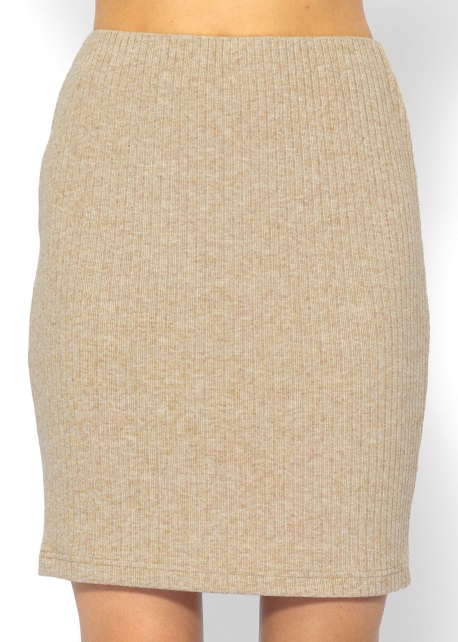 Ribbed short skirt - beige