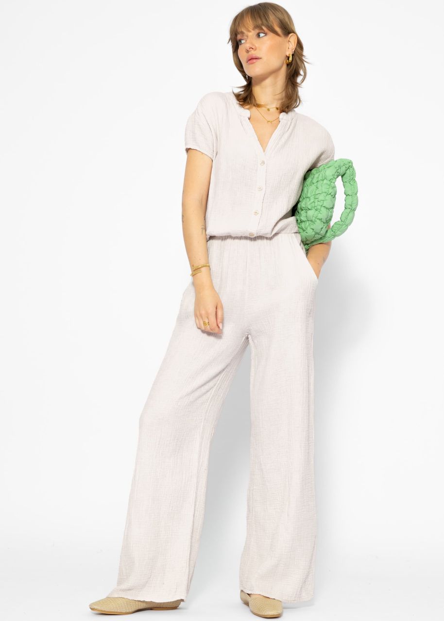 Casual muslin jumpsuit - light beige