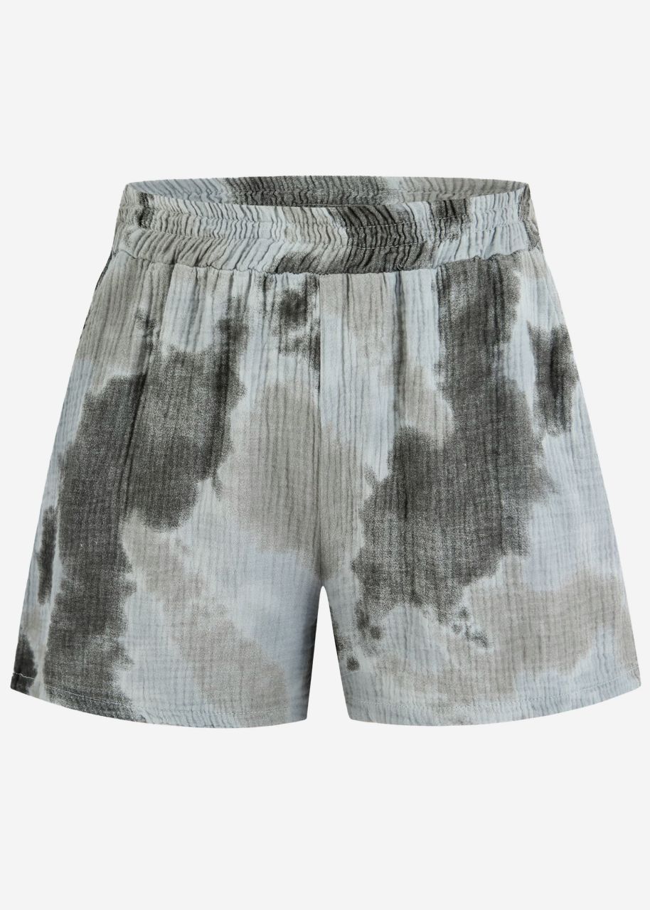 Muslin shorts with print - grey-khaki