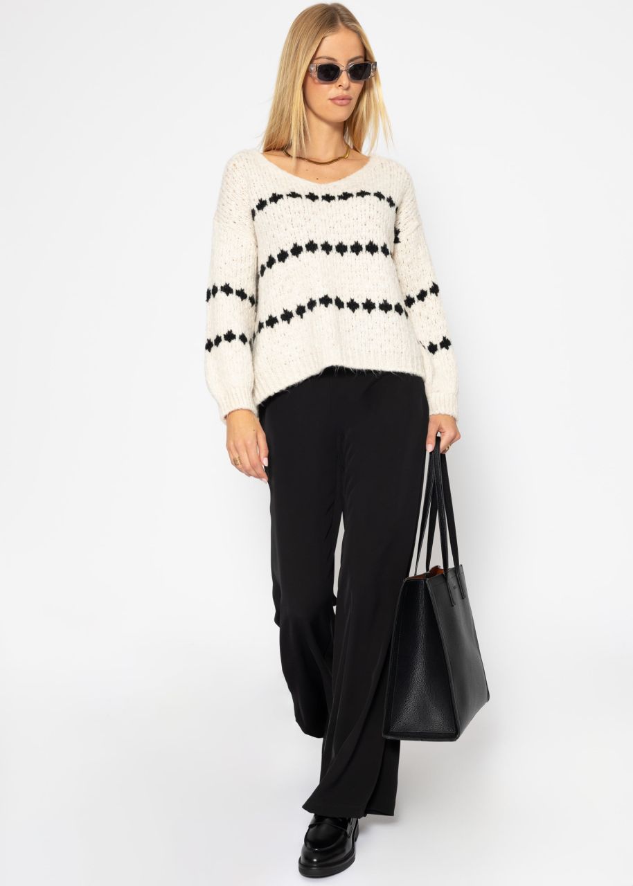 Jumper with fantasy stripe pattern - offwhite