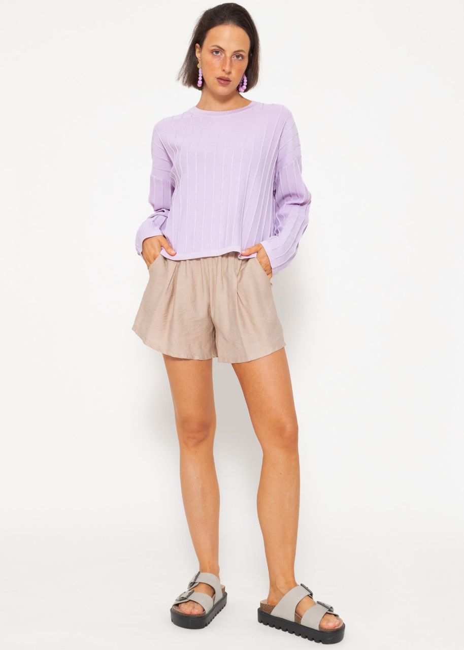 Fine sweater with ribbed texture - lilac