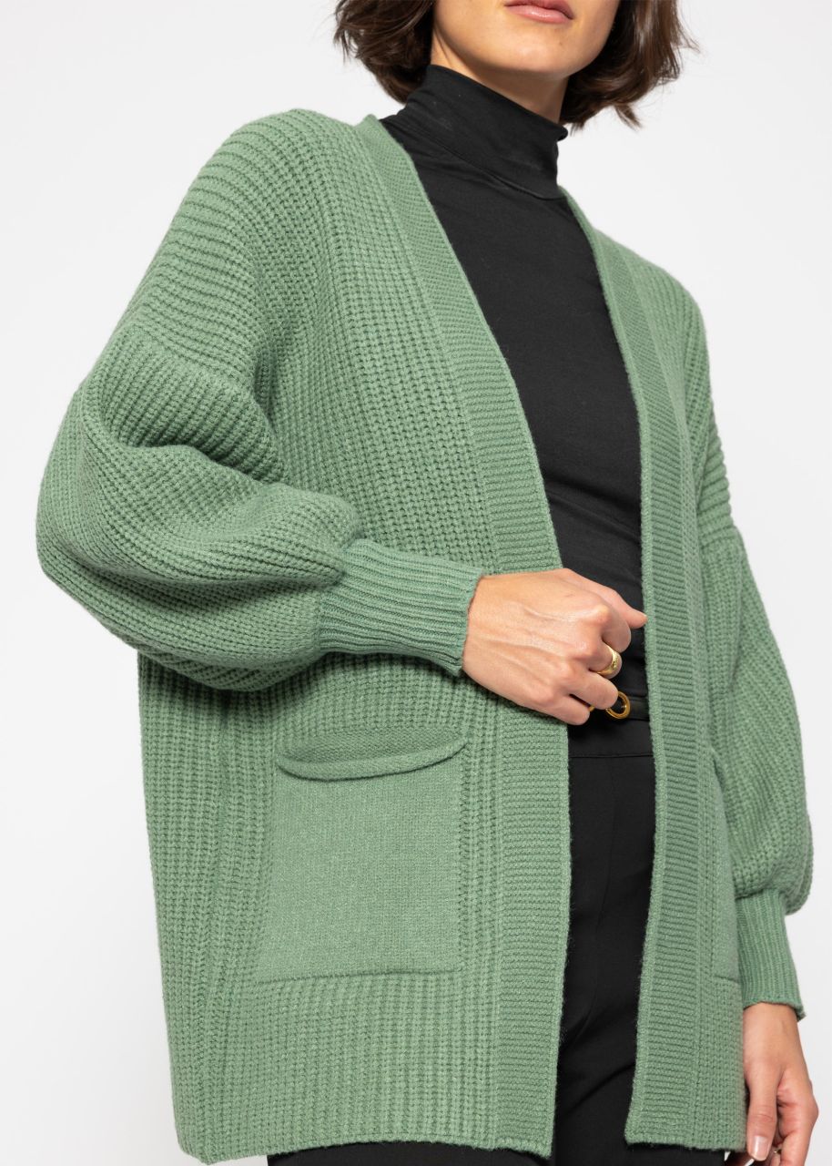 Soft knit cardigan with pockets - green