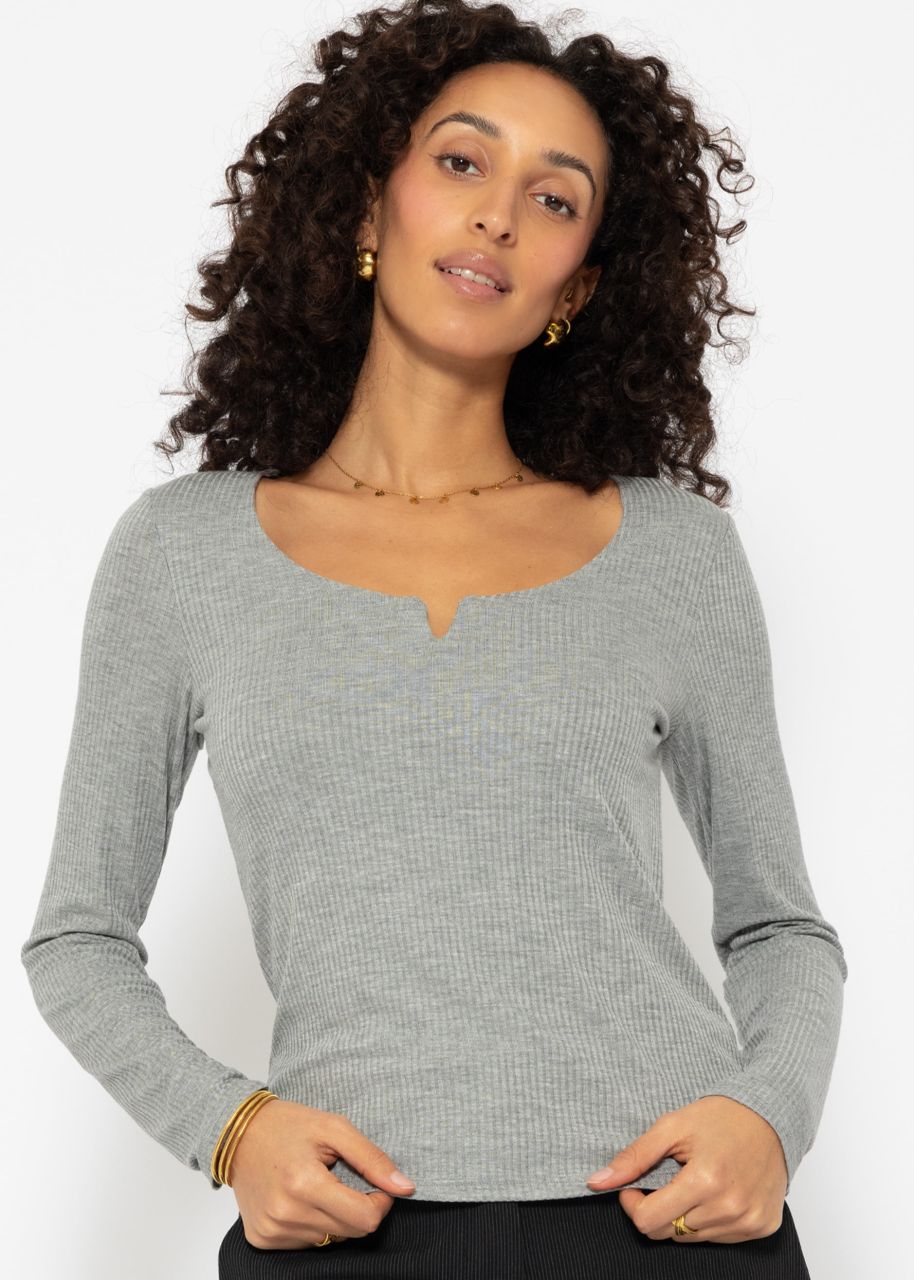 Ribbed long sleeve shirt - light grey