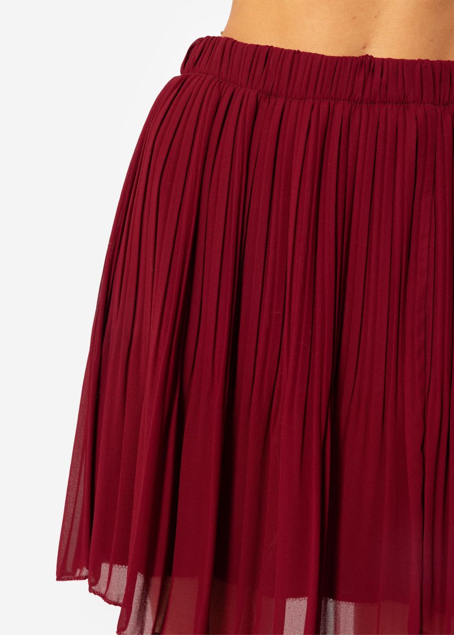 Pleated chiffon skirt, burgundy