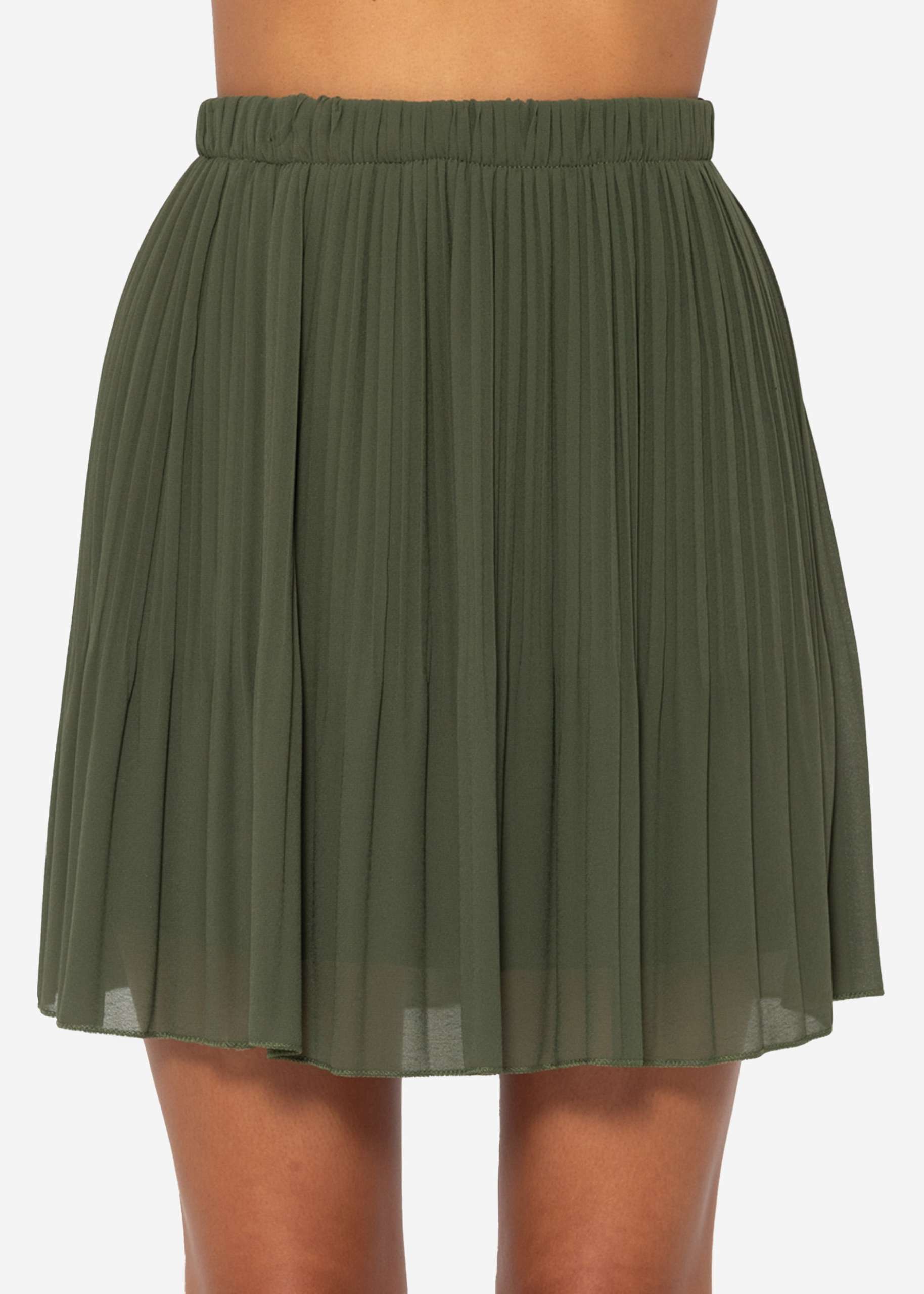 Pleated chiffon skirt, khaki