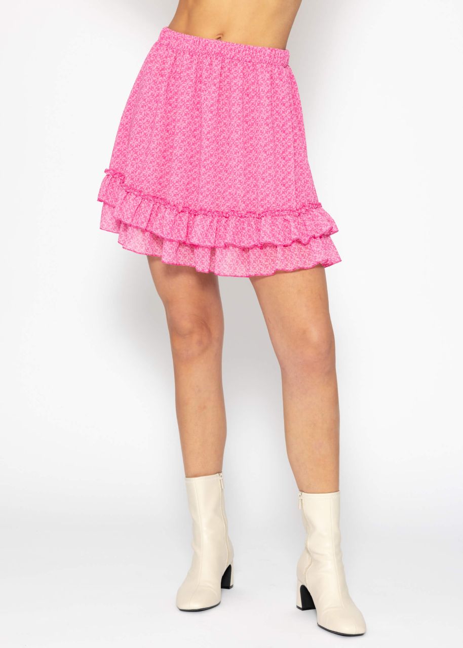 Flounce skirt with ruffles - pink