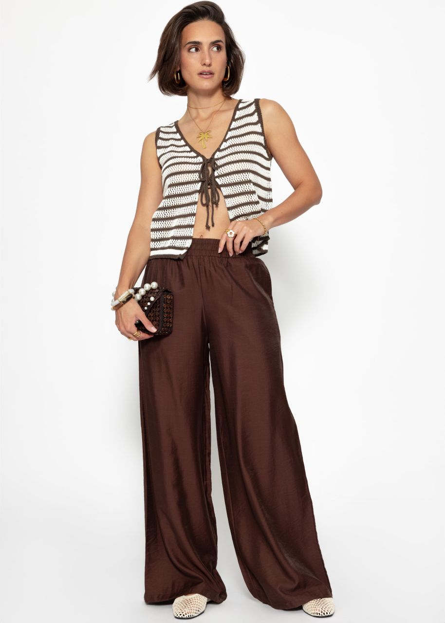 Knitted top with bow fastening - offwhite