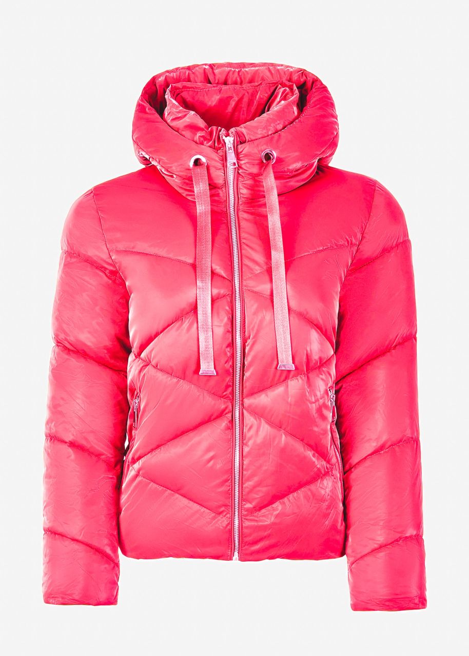 Puffer jacket with hood - pink