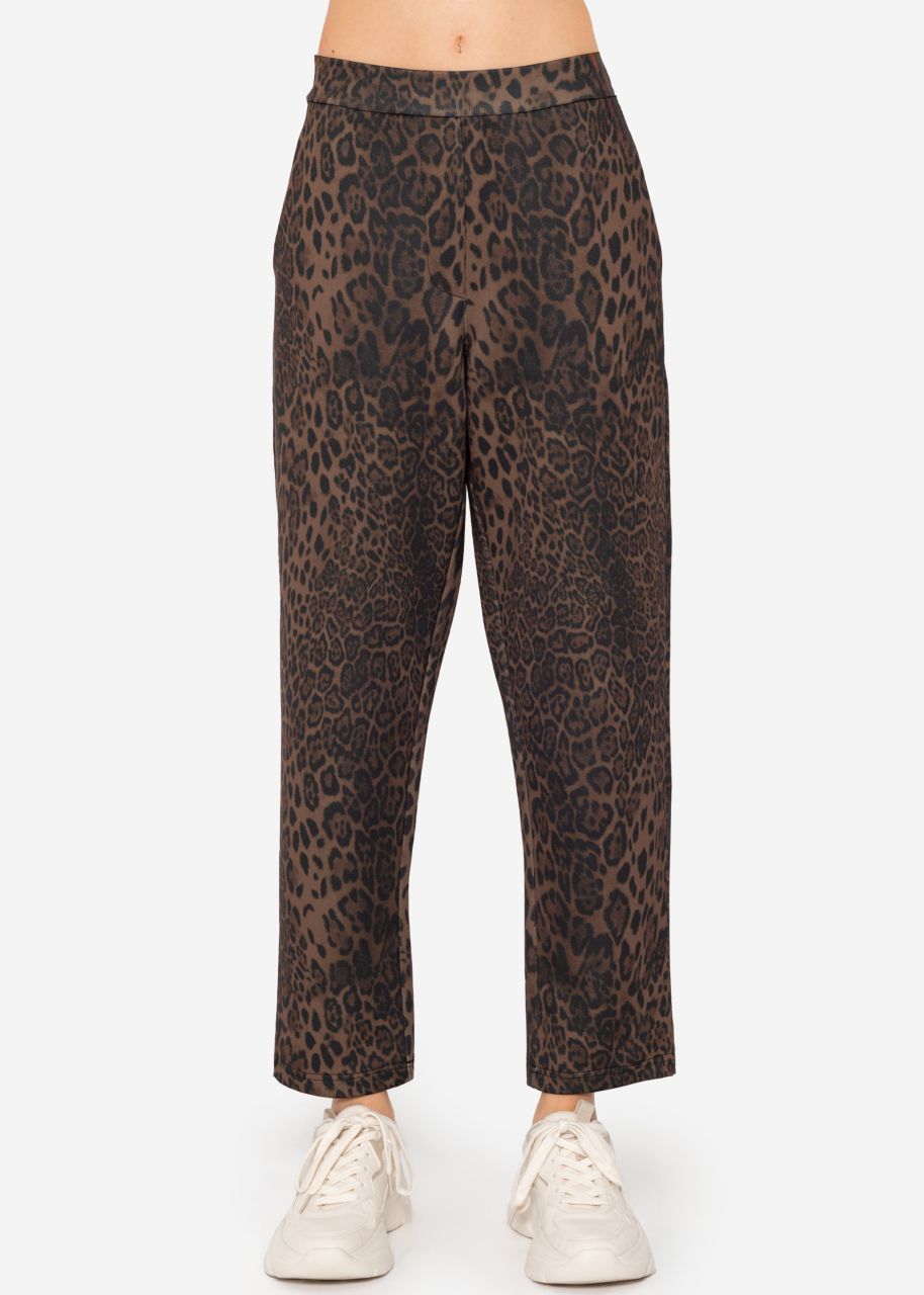Soft trousers with leo print - black-brown