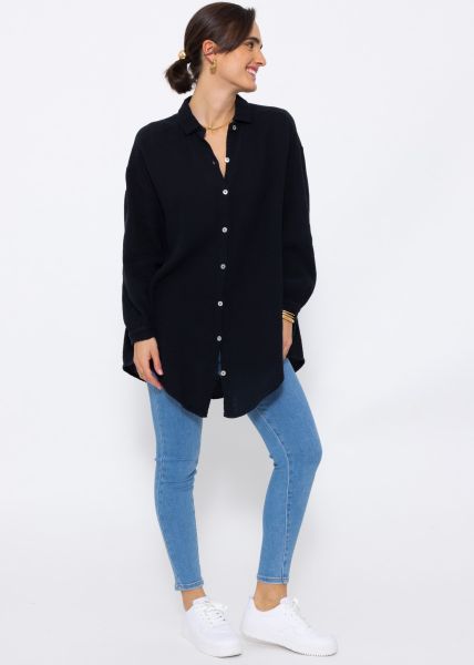 Muslin blouse oversize, black