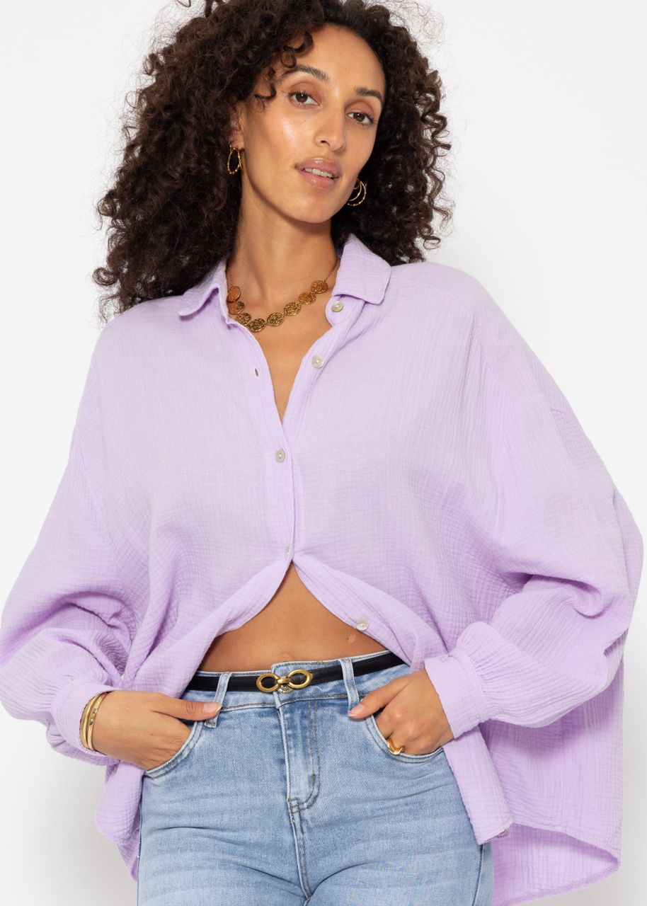 Muslin blouse oversize, short, lilac