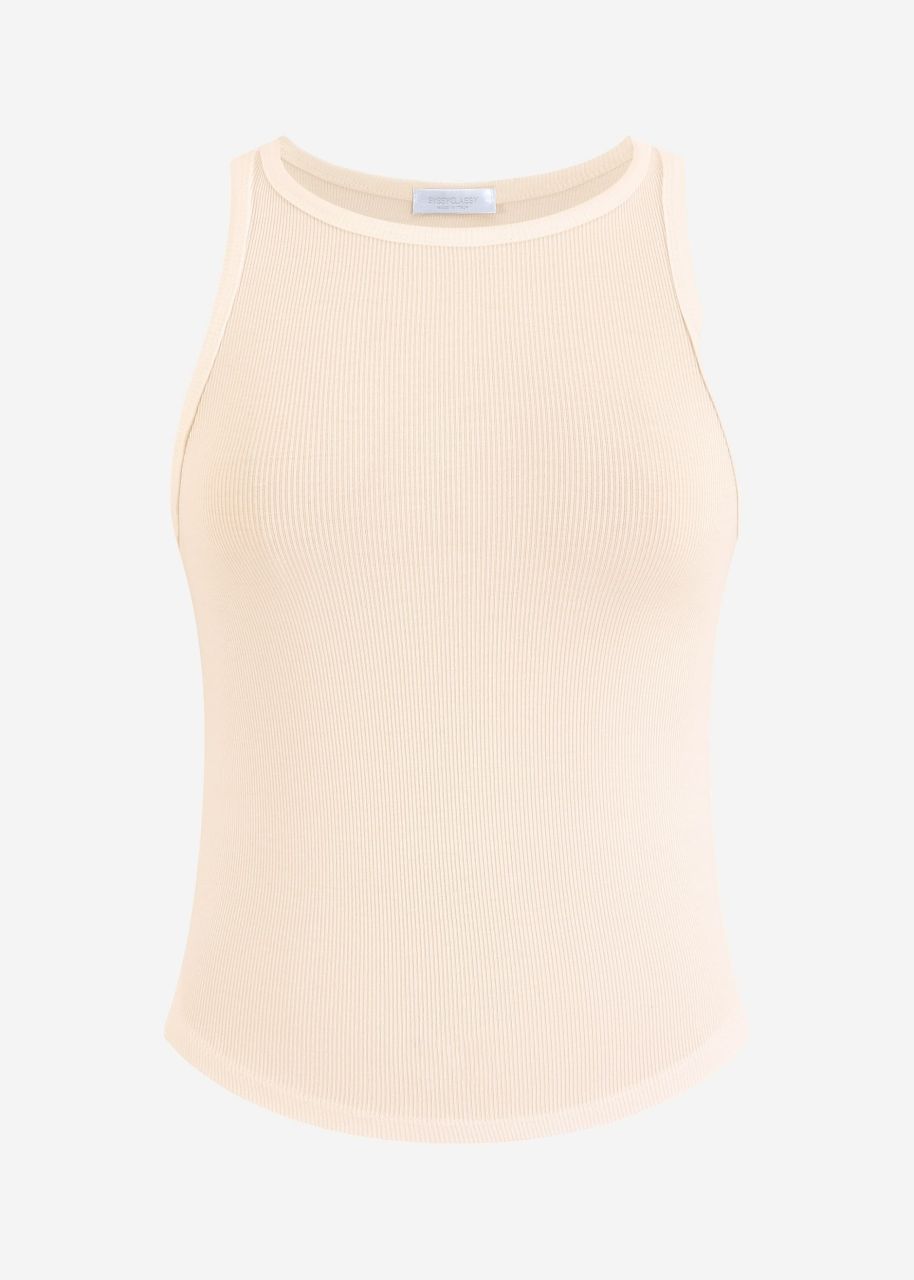 Ribbed tank top - beige