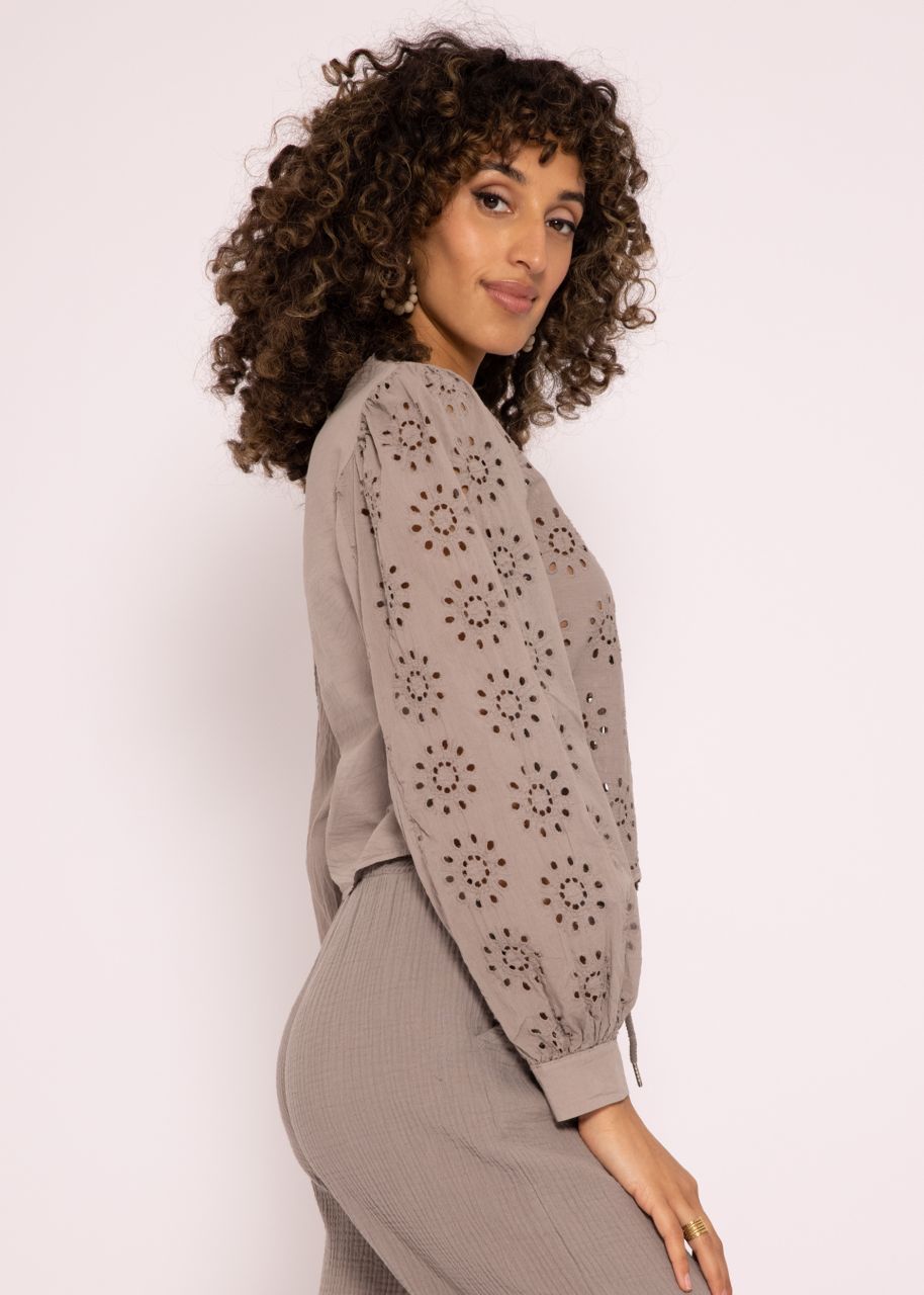 Lace blouse top, taupe