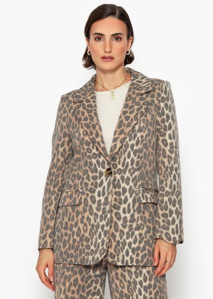 Blazer with leo print - brown