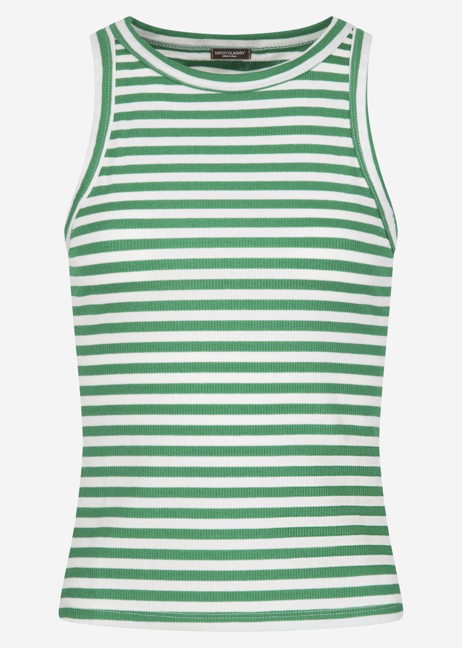 Striped top, green / white