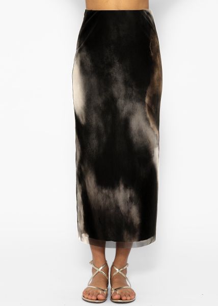 Long mesh skirt with print- anthracite