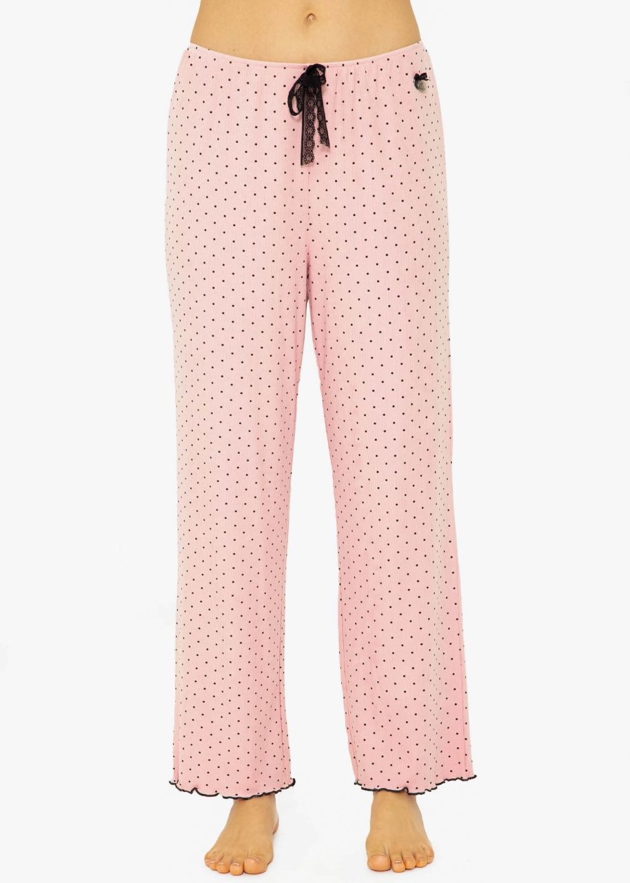 Sleeping pants with dots - pink