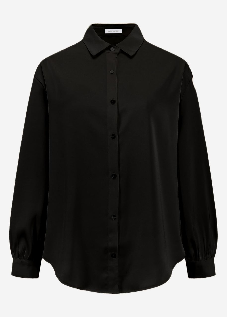 Oversize satin blouse - black