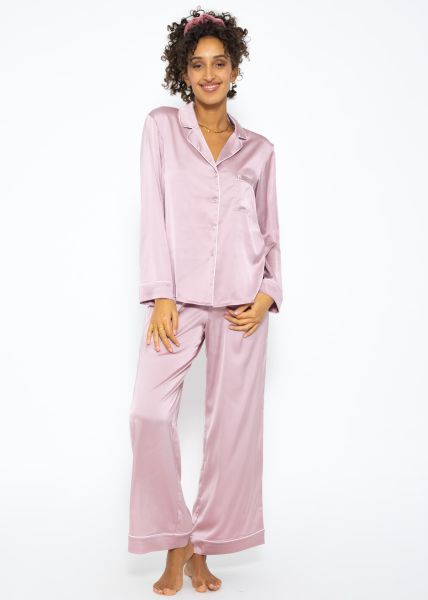 Pyjama blouse with piping - pink