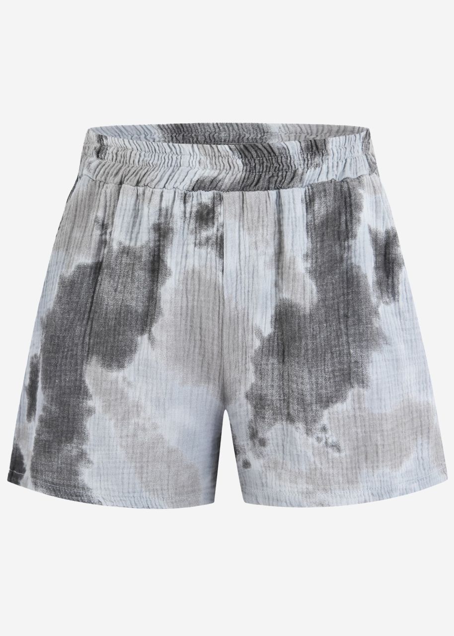 Muslin shorts with print - grey-khaki