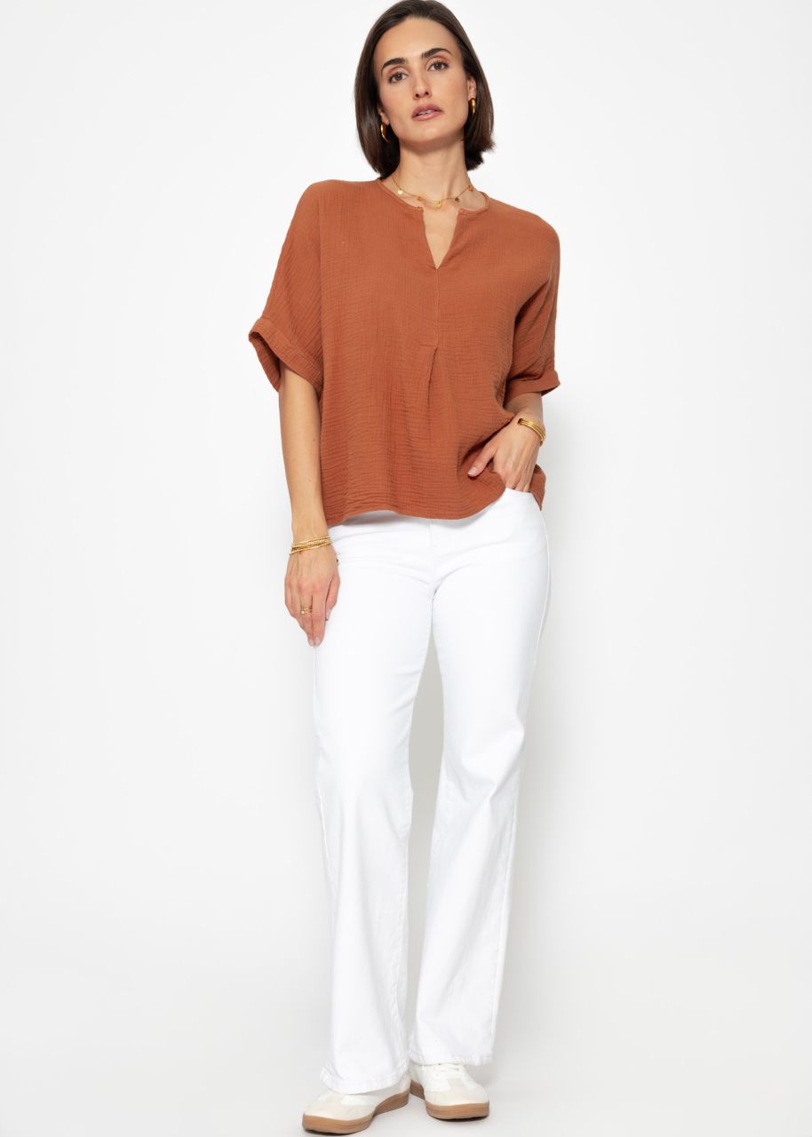 Oversize muslin shirt - cognac