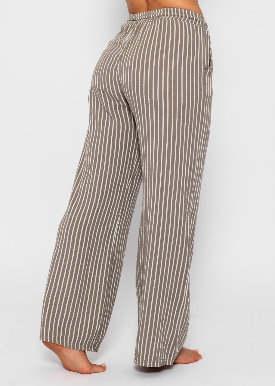 Striped muslin pants - taupe