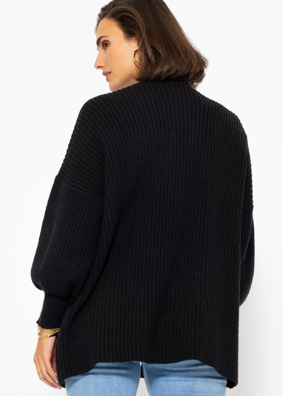 Soft knit cardigan with pockets - black