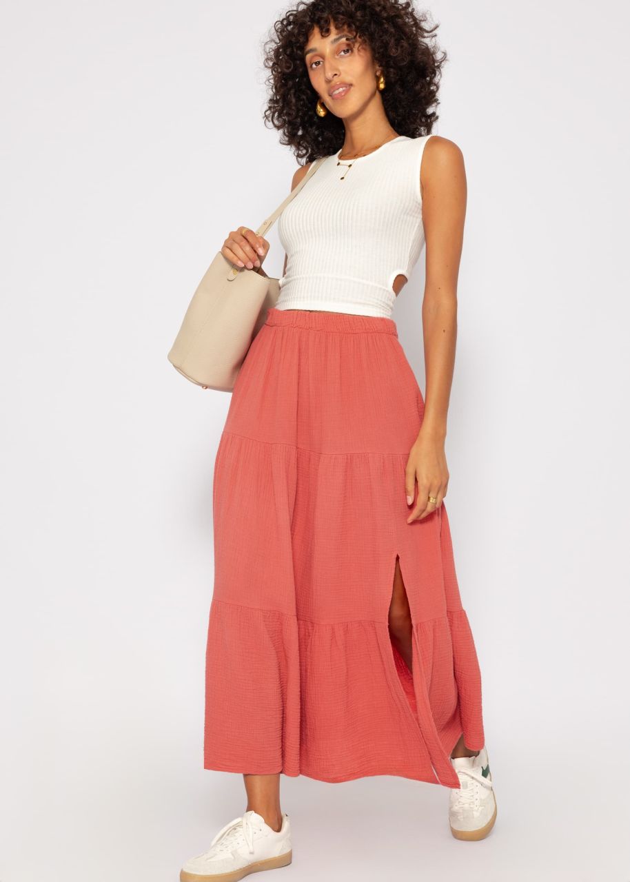 Muslin maxi skirt with slit - lobster