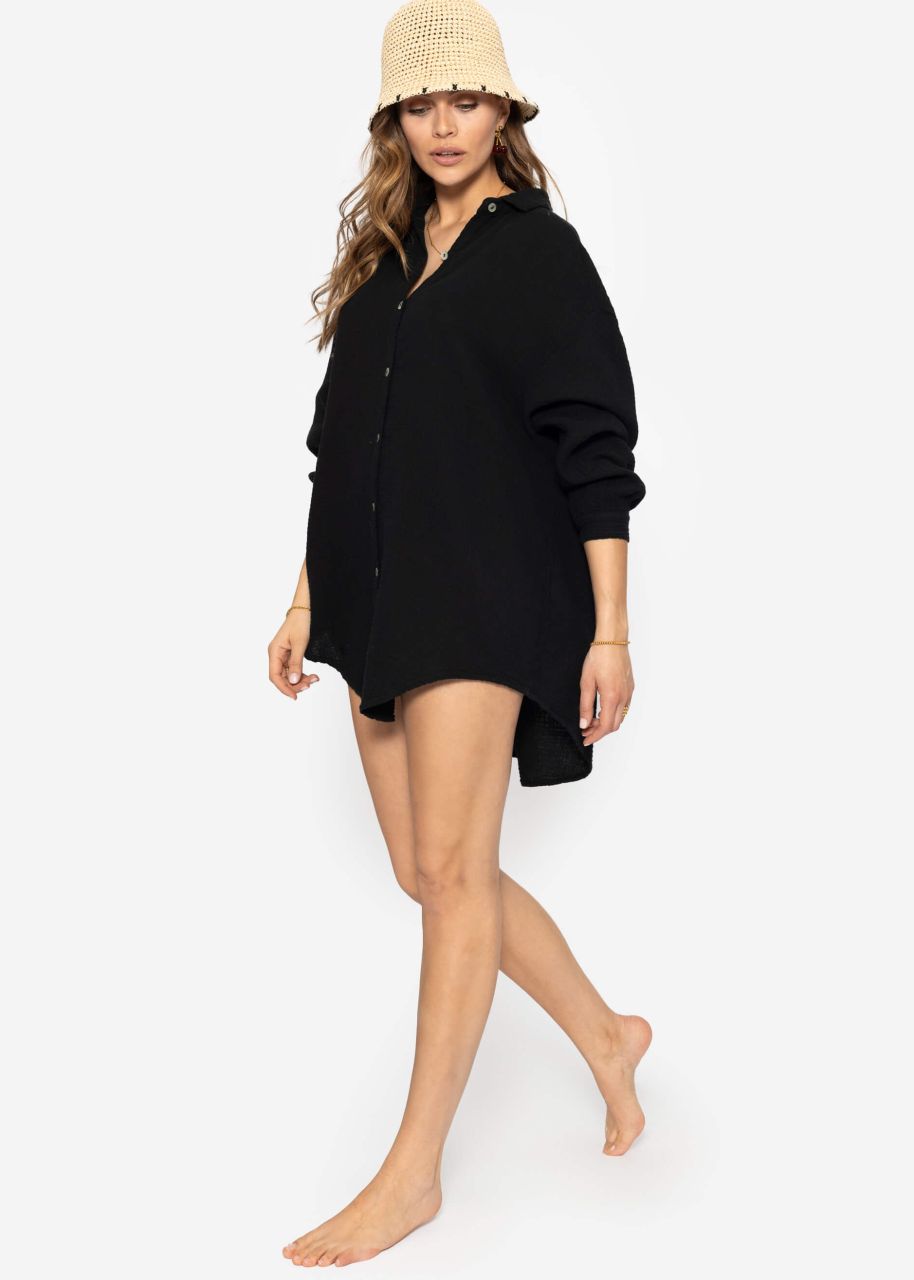 Muslin blouse oversize, black