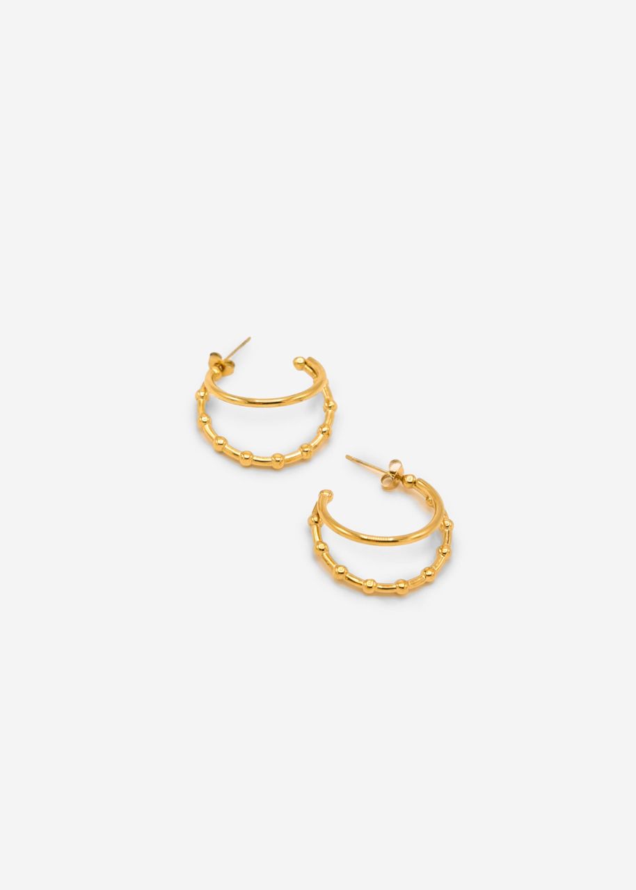 Double hoop earrings with pearls - gold