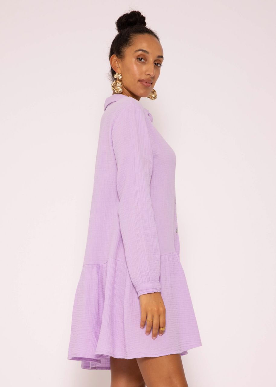 Muslin dress with long sleeves, lilac