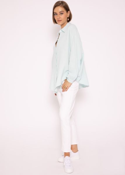 Muslin blouse oversize, short, pastel green