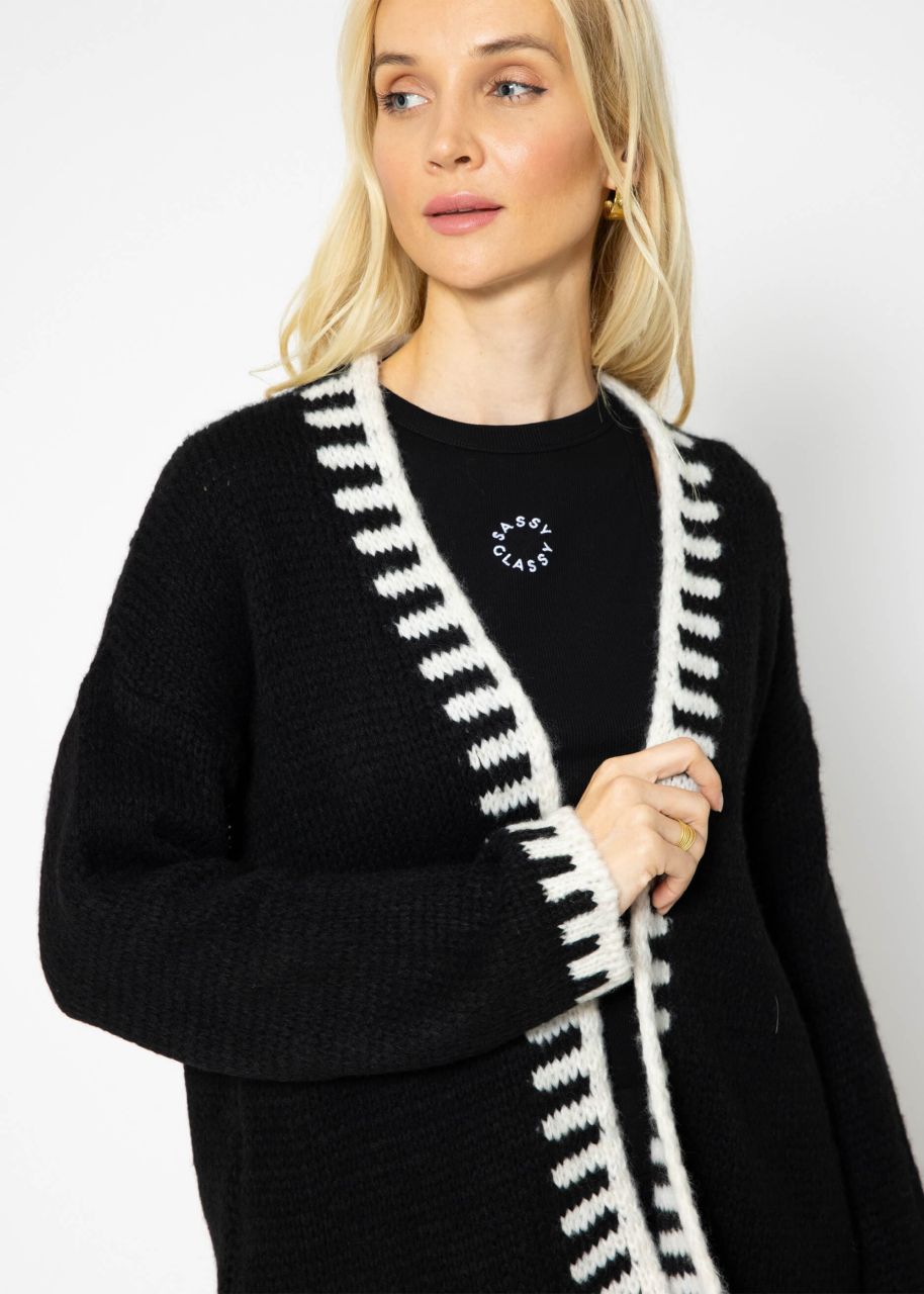 Cardigan with offwhite details - black