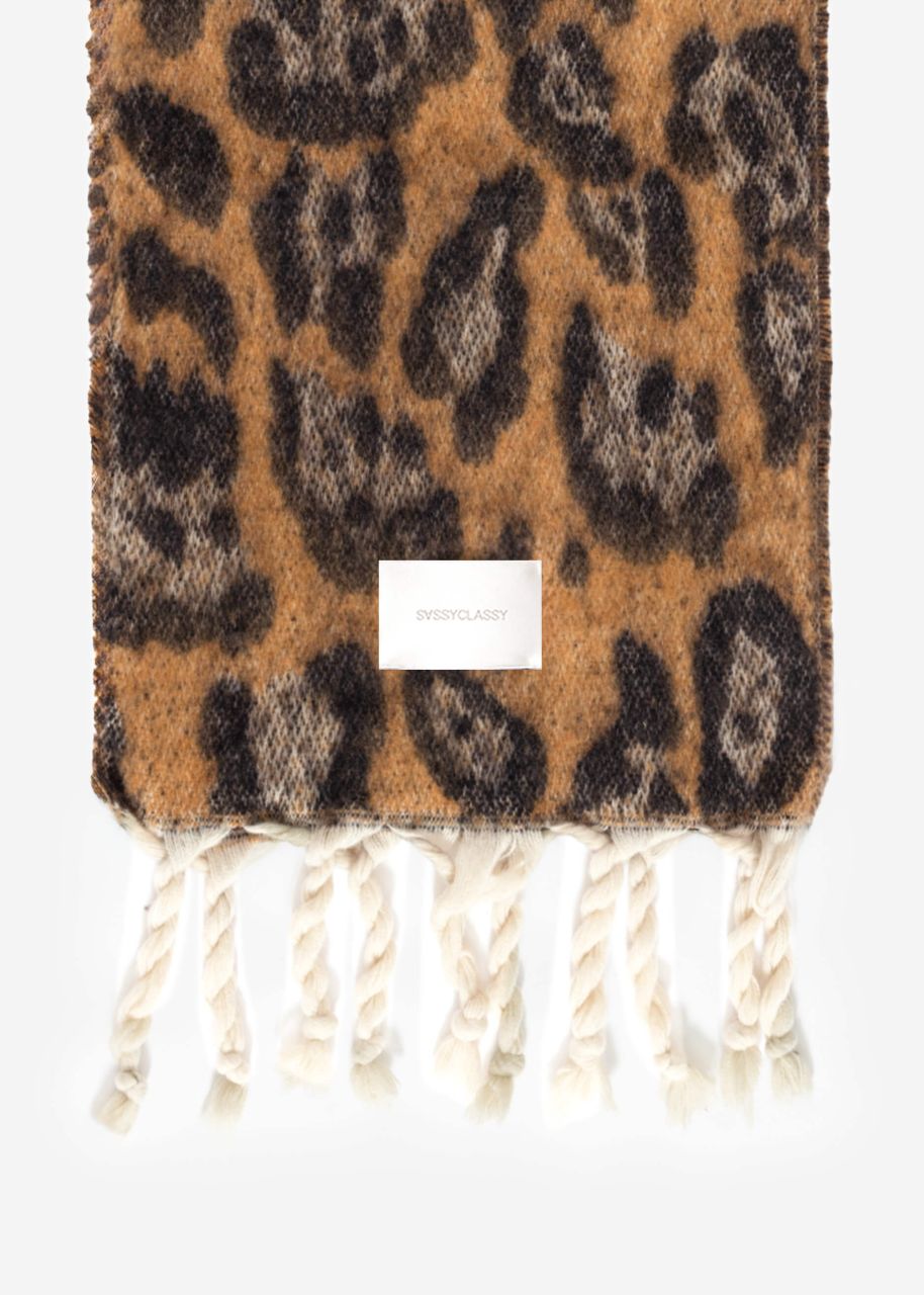 Scarf with leo print - khaki