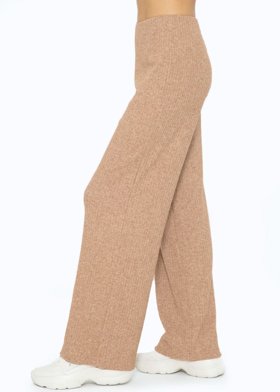 Ribbed trousers with wide leg, taupe