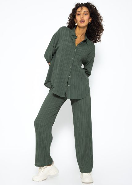 Blouse with crinkle effect - khaki