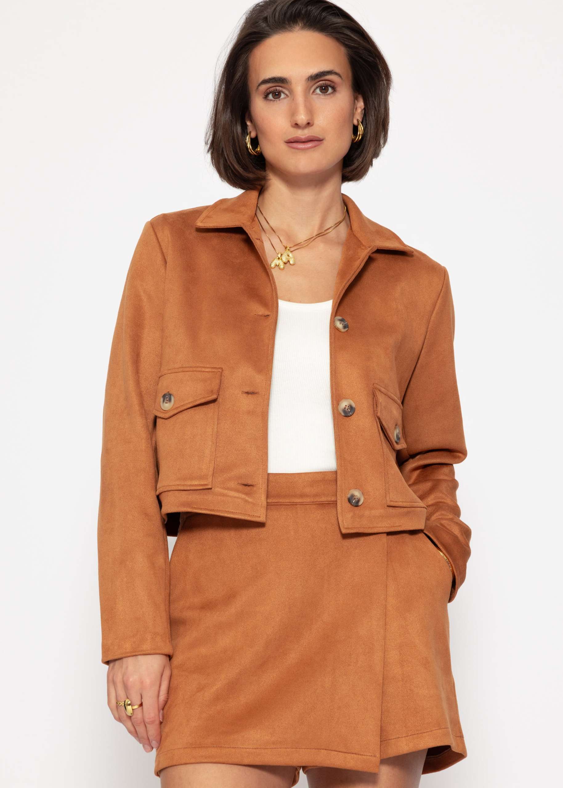 Suede-look jacket - cognac