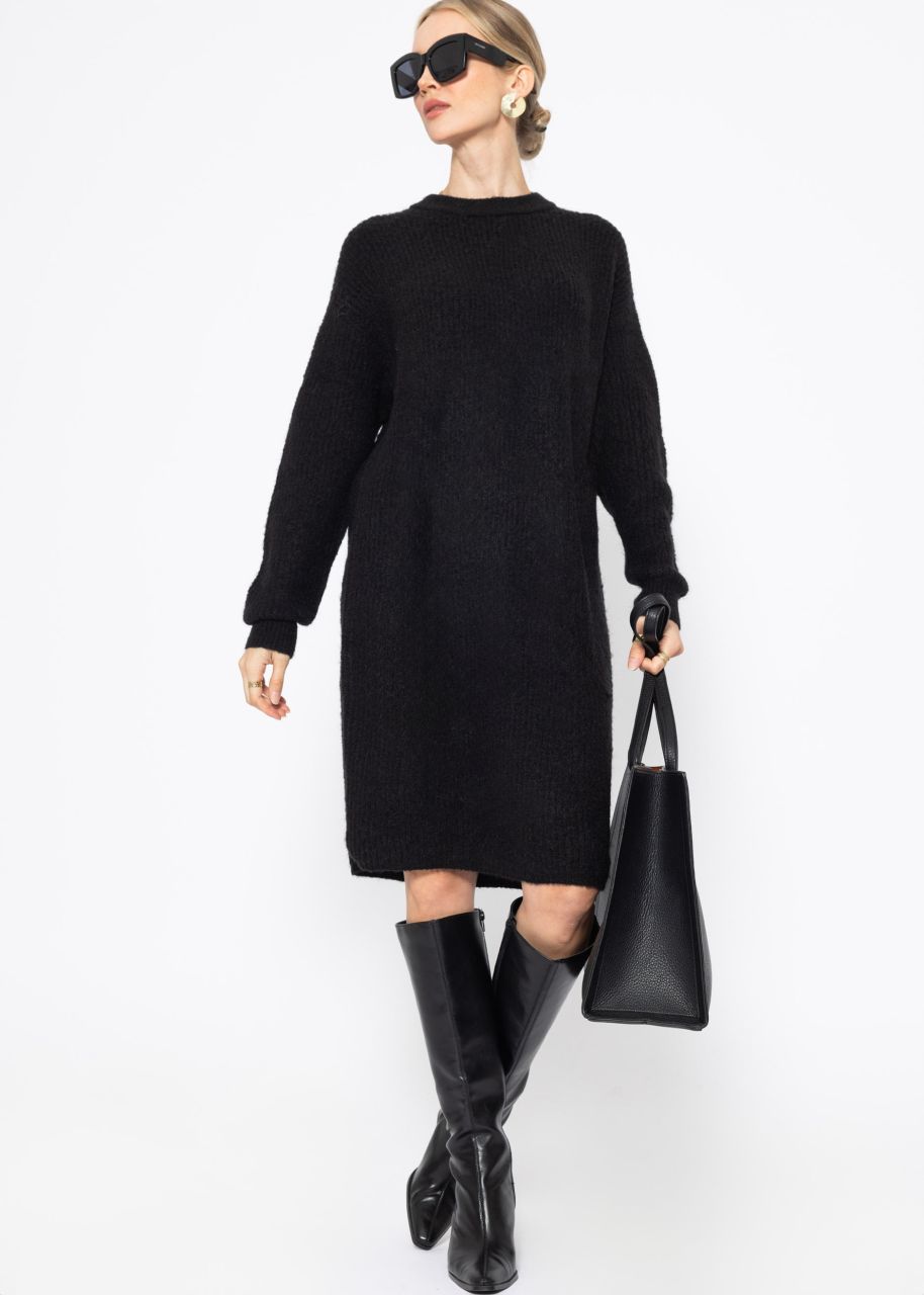 Ribbed knitted dress - black