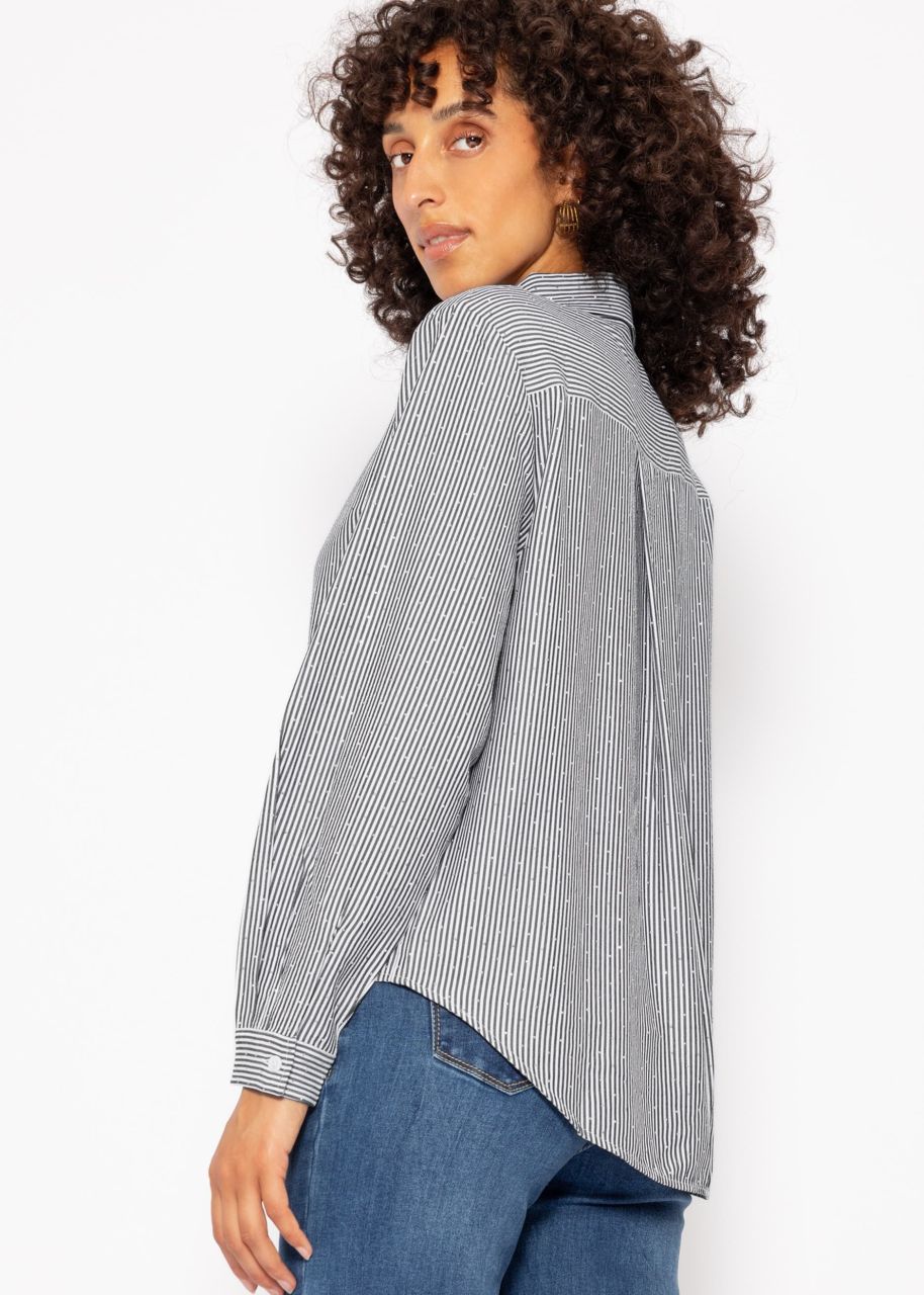 Striped blouse with rhinestones - grey