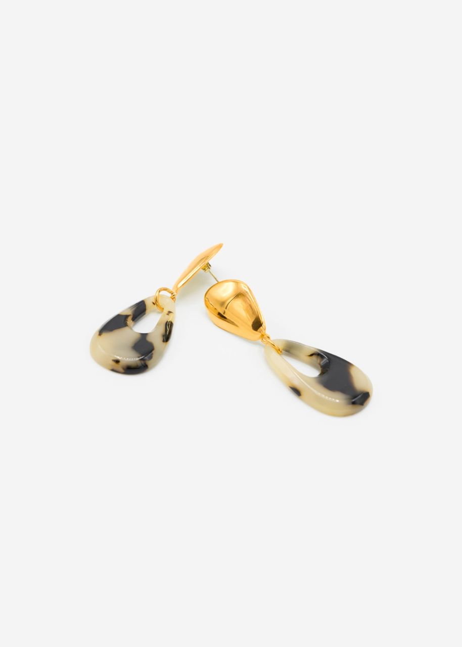 Stud earrings with pendant - gold